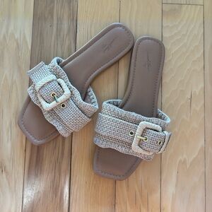 Elegant Cream Woven Sandals